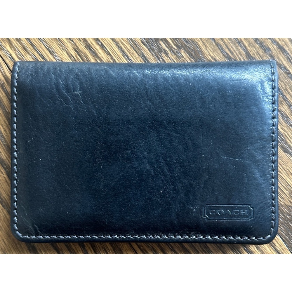 Vintage COACH Bifold Leather Wallet Black Mens Classic Leather Spain